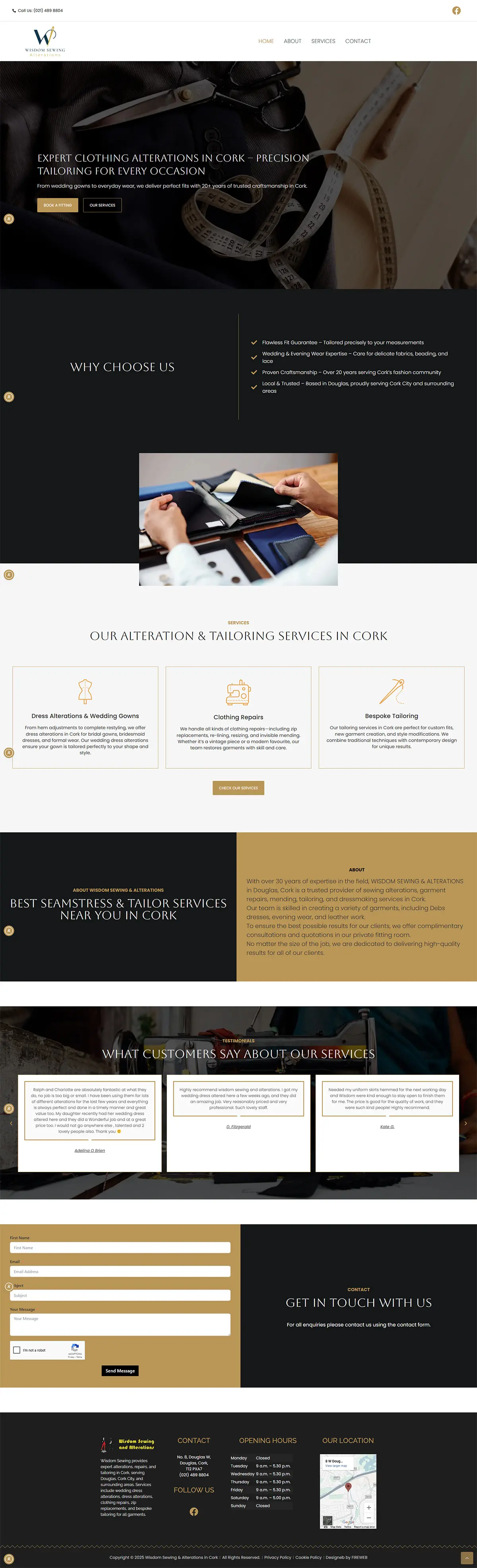 Full-page preview: Wisdom Sewing & Alterations website